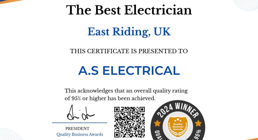 Quality Business Awards - Best Electrician in East Riding